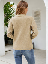 Solid Color Pullover Loose Half Turtle Neck Sweater
