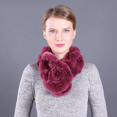Lotus Leaf Rex Rabbit Fur Scarf Warm Fur Scarf