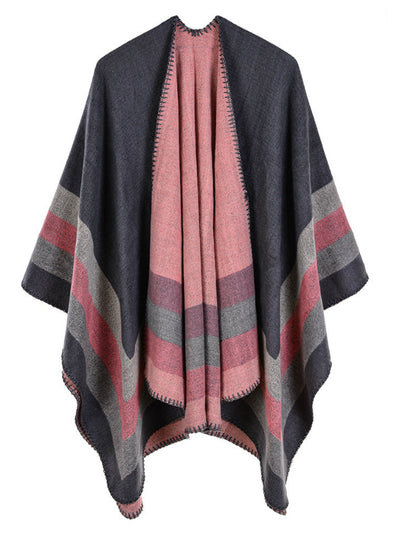 Four Bar Large Frame Split Cashmere Napped Shawl