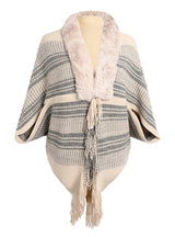 Cape Fringed Cardigan Fur Collar Coat