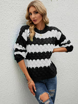 Turtleneck Striped Color Matching Sweater