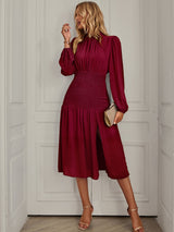 Solid Color Split Casual Dress