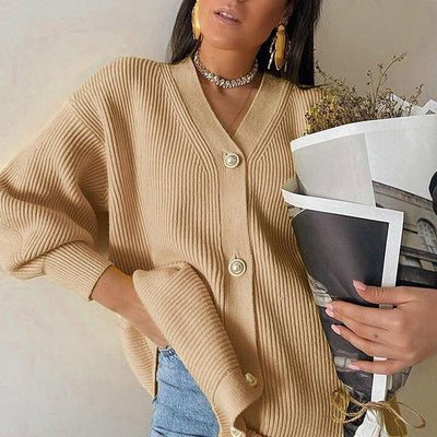 V Neck Knitted Sweater Cardigan Women