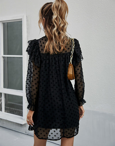 Casual Girl Sexy Lotus Leaf Sleeve Dress