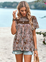 Printed Short-sleeved Round Neck Shirt