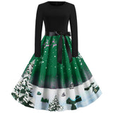 Christmas Tree Print Long Sleeve Dress