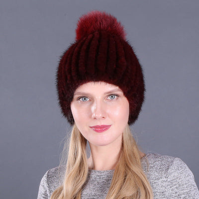 Mink Wool Woven Thickened Warm Ear Mink Hat