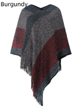 Striped Colored Cloak Tassel Knitted Scarf Shawl