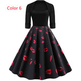 Middle Sleeve Print Lapel Dress