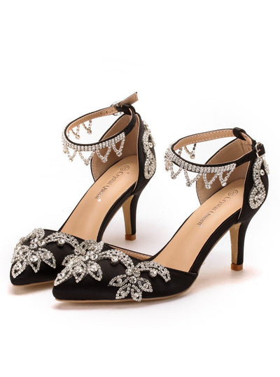 Silk Satin Fine Rhinestone Sandals