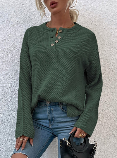 Round Neck Button-down Cardigan Sweater