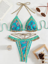 Halter Swimsuit Yellow Strap Bikini