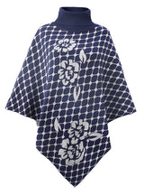 Women High Neck Collar Flower Cape Shawl