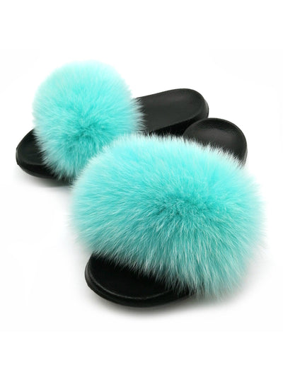 Casual Raccon Fur Sandals Furry Fluffy Plush Shoes