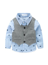 Gentleman Suit Shirt+Overalls 2pcs Long Sleeve