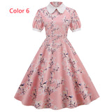 Printed Short Sleeve Doll Collar Printed Dress