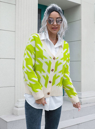 Button Loose Knit Cardigan Sweater