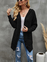 Knitted Button Hooded Cardigan Jacket