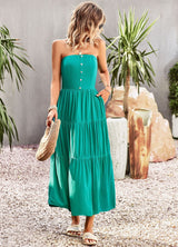 Solid Color Tube Top Big Swing Dress