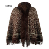 Leopard Print Fur Collar Tassel Warm Scarf Shawl