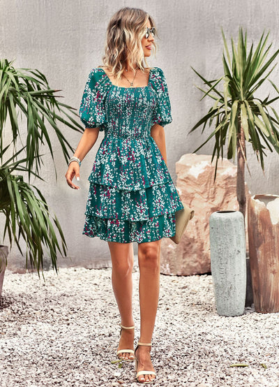 Square Neck Fashion Holiday Cake Dress