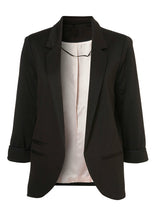 Notched Office Work Open Front Blazer Outfits 