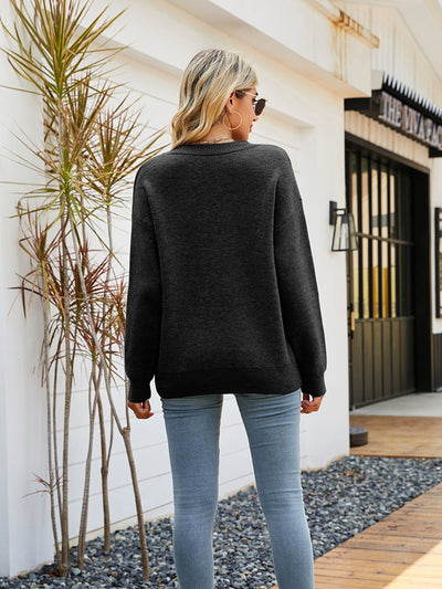 Smiling Face Knitted Loose Round Neck Pullover Sweater