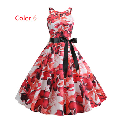 Retro Print Sleeveless Dress