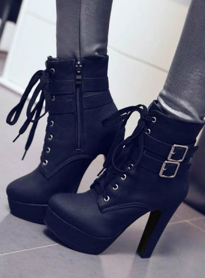 Boots High Heels Ankle Boots Platform Shoes Brand 