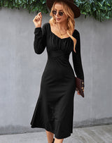 Solid Color Bottoming Romantic Dress