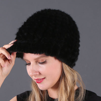 Mink Hats Fur Woven Winter Fur Hats