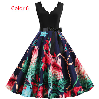 Sleeveless V-neck Burnt Print Dress