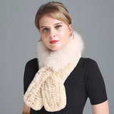 Rex Fur Scarf Women's Knitted Thick Warm