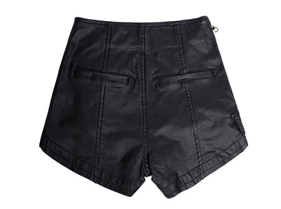 Black PU Leather Pants Shorts