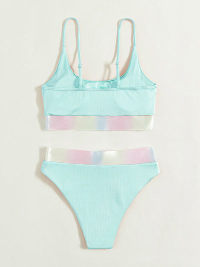 Women Pink Split High Waist Bikini