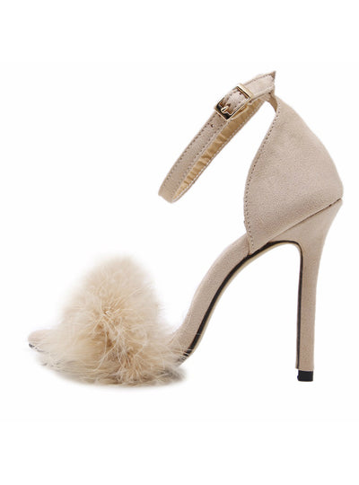 High-Heeled Sandals Fur Fashion Stiletto Heels 