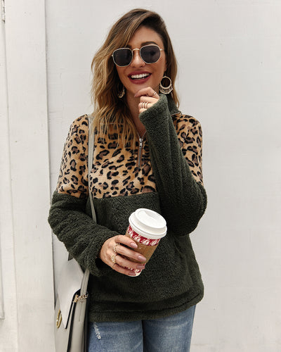 Women Long Sleeve Sweater Leopard Top