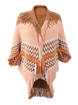 Fringe Color Matching Sweater Cloak Shawl