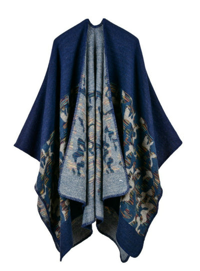 Camouflage Cashmere Split Long Padded Shawl