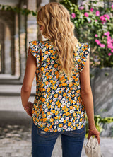 Loose Casual Sleeveless Floral Shirt