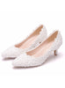 Lace Pointed Low-heeled Wedding Shoes