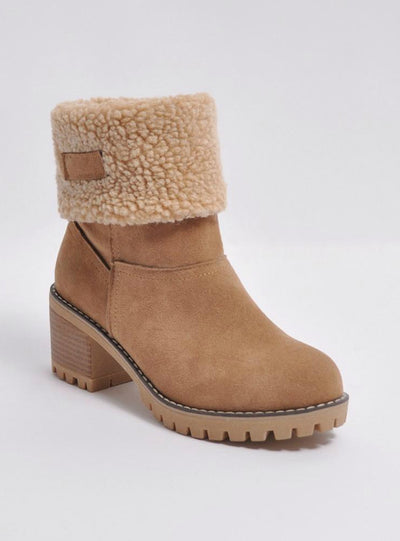 Snow Boots Fashion Square High Heels Ankle Boots 
