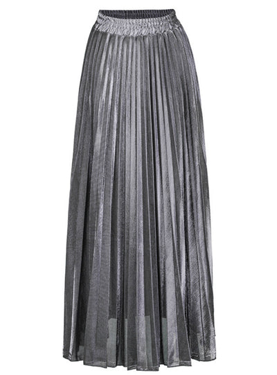 Pleated Skirt Slim Waist Large Golden Waist