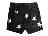 PU Leather Pants Elastic Metal Hole Rope Shorts