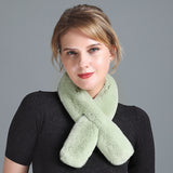 Women's Rex Fur Scarf Winter Leather Double-sided