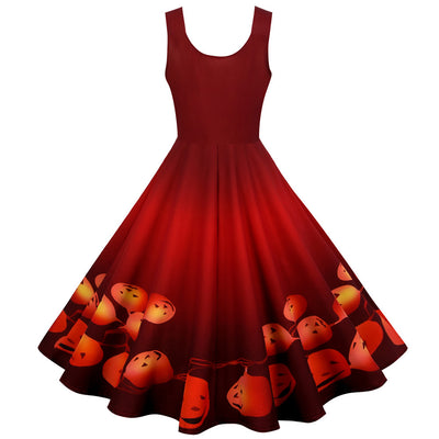 Halloween Sleeveless Fashion Print Dress