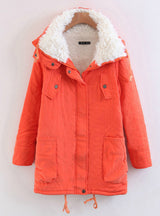 Long Cotton-padded Jacket Warm Cclothes With Hat