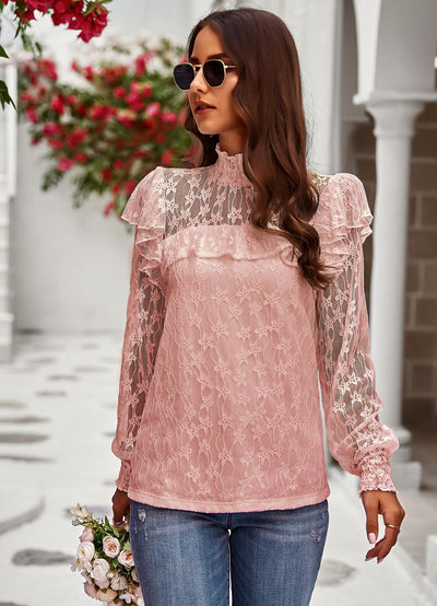 Lace Shirt Long Sleeve Top