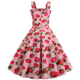 Strawberry Print Straps Dress