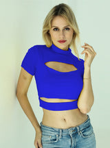 Hollow Navel-exposed Short Sleeve Top
